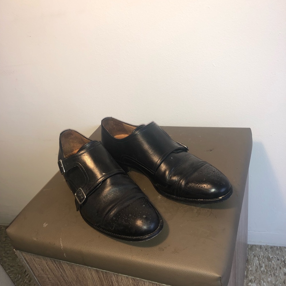 black leather shoes
